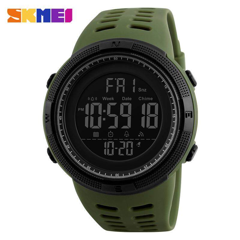 New SKMEI 1251 Men Sports Watches 50M Waterproof Watches Countdown Double Time Watch Alarm Chrono Digital Wristwatches