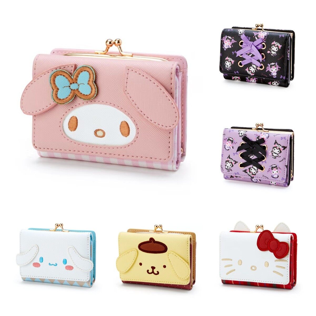 Japan Sanrio Cinnamoroll Pompompurin My Melody Hello Kitty Kuromi Wallet Cute Coin Purse Pouch Bag