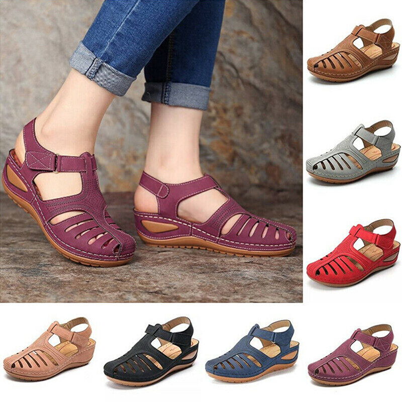 Kocoo Women Orthopedic Sandals Comfy Closed Toe Mules Summer Slippers Flat Shoes
