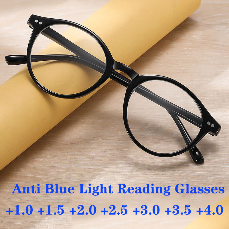 Anti Blue Light Reading Glasses  For Women Classic Retro Black Glasses Frame Men Hyperopia Eyeglasses Power Spectacles Clear Lens Magnification Readers +1.0 To +4.0 Unisex  Blue Light Protection Presb