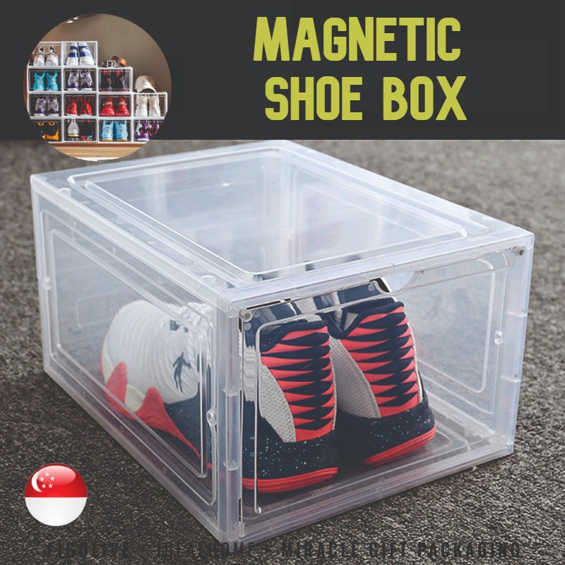 Premium Big Capacity Stackable Large Thick Transparent Magnetic Shoe Box Sneaker Shoes Storage AJ Display Boxes Shoebox Christmas Gift Birthday Present Storage Multipurpose Usage