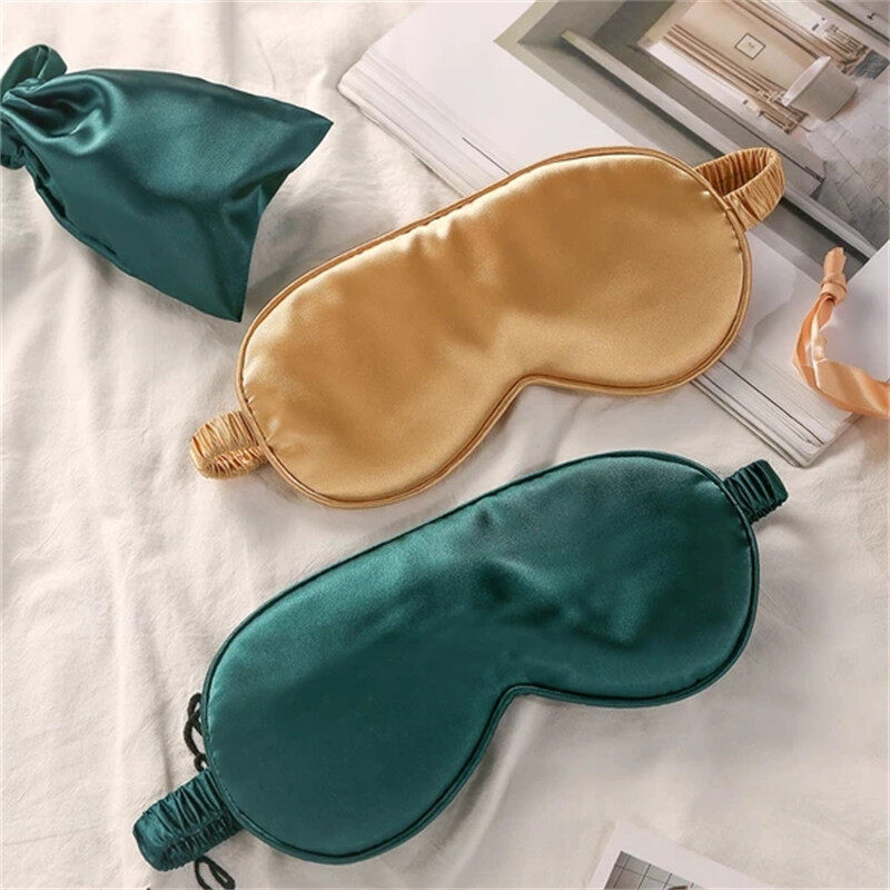 【SuperFashionRoom】2021 Soft Silk Sleep Eyemasks Portable Travel Eye patch Double-Sided Sleeping Eye Mask Train Rest Blindfold Eye Cover Nap Eye Mask Night Eyeshade