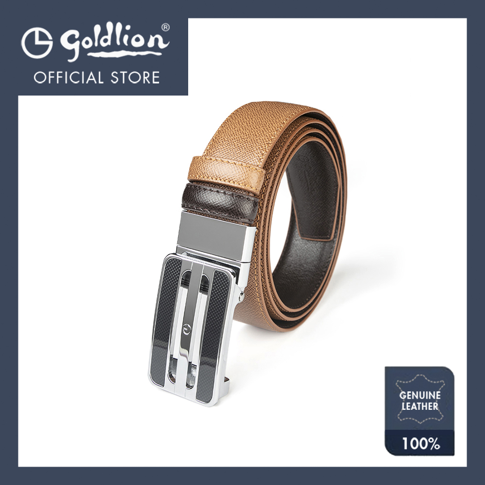 Goldlion Reversible Auto-Lock Buckle Belt - Tan