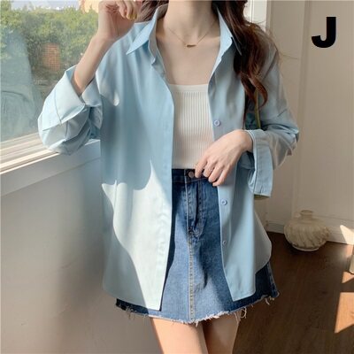 Women Clothing Long Loose Sleeve Polo Colar Fashion Tops